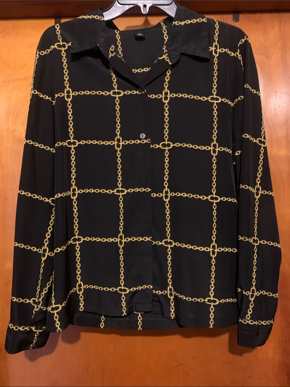 Josephine Chaus Size 12 Black and Gold Chain Link Top